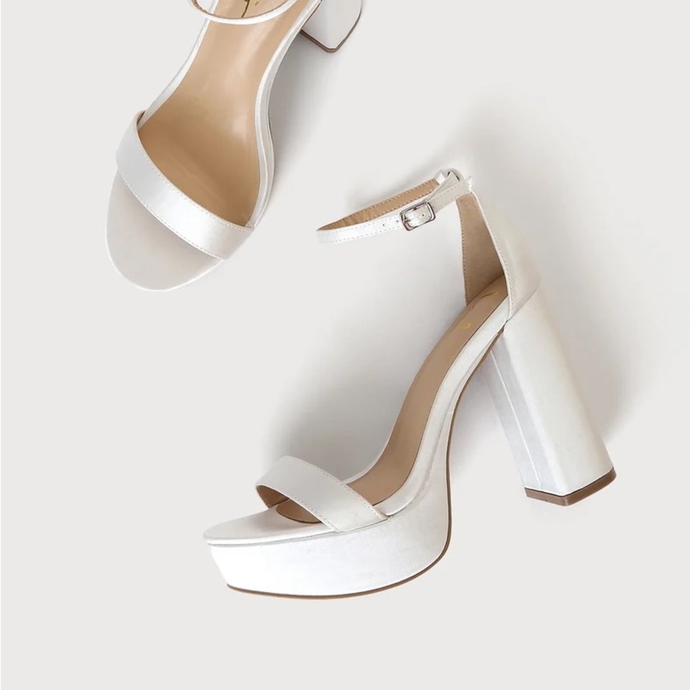 Lulus Arabella Satin Platform Heels